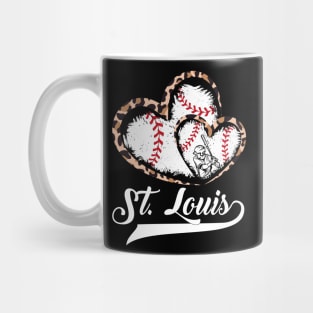 St. Louis, leopard, Twin hearts, baseball players, love baseball Mug